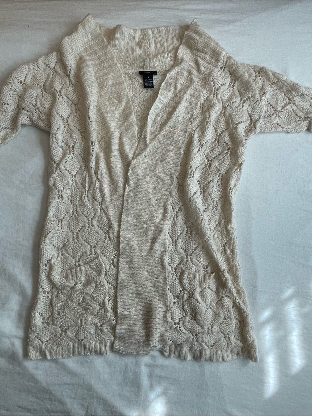 Rue21 Cream Open-Front Lace Knit Cardigan